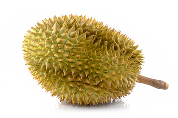 Closeup of durian fruits isolated on white background