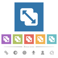 Merge shapes flat white icons in square backgrounds