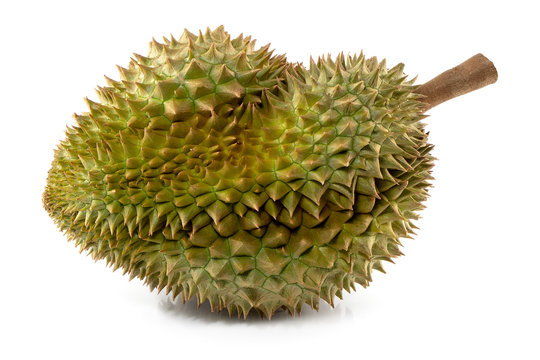Closeup of durian fruits isolated on white background