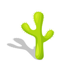 Desert plant with spikes, isolated Mexican cactus with spikes vector. Flora and biology species, fiesta or Cinco de Mayo holiday natural symbol, summer