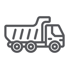 Dump truck line icon, transport and automobile, tipper truck sign, vector graphics, a linear pattern on a white background.