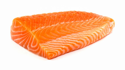 fresh raw salmon isolated on white background