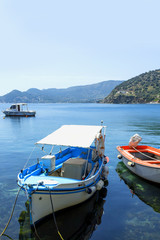 Fototapeta na wymiar Traditional fishing boats in the Gulf of Salamina island, Greece.