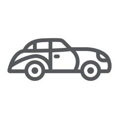 Retro car line icon, vintage and automobile, old car sign, vector graphics, a linear pattern on a white background.