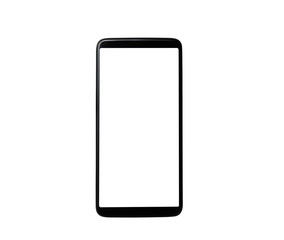 Modern smartphone with white screen isolated on a white background