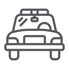Police car line icon, vehicle and automobile, sheriff car sign, vector graphics, a linear pattern on a white background.