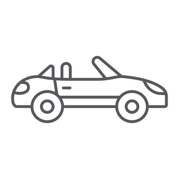 Cabriolet thin line icon, transport and drive, automobile sign, vector graphics, a linear pattern on a white background.