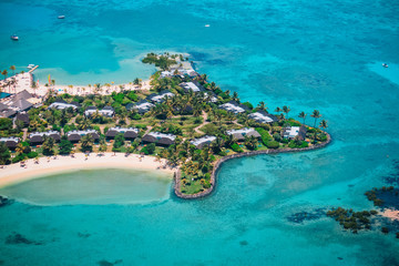 Naklejka na ściany i meble Luxury resort in Mauritius, tropical paradise, aerial view