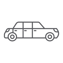 Limousine thin line icon, luxury and automobile, limo sign, vector graphics, a linear pattern on a white background.