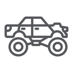Monster truck line icon, transport and extreme, monster car sign, vector graphics, a linear pattern on a white background.