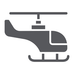 Helicopter glyph icon, transportation and travel, chopper sign, vector graphics, a solid pattern on a white background.