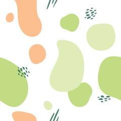 Creative unusual unique artistic hand drawn seamless pattern in summer colors. Background for advertising, social media, web design, etc. Vector Illustration