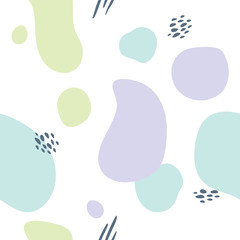 Abstract geometric seamless pattern with circles and small elements. Modern abstract design for paper, cover, fabric, interior decor and other users.