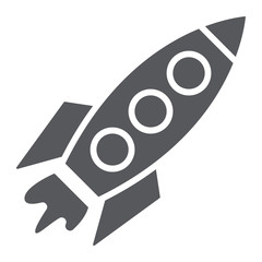Rocket glyph icon, transportation and space, spaceship sign, vector graphics, a solid pattern on a white background.