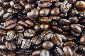 coffee beans on wooden background