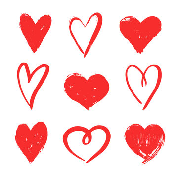 Heart set. Hand drawn vector collection.