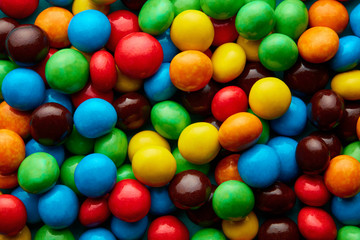 Colorful delicious sugar coated chocolate pills