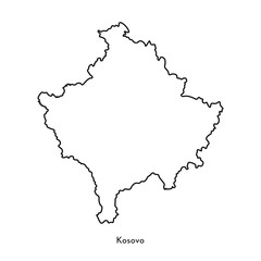 Obraz premium Vector isolated simplified illustration icon with black line silhouette of Kosovo map. White background