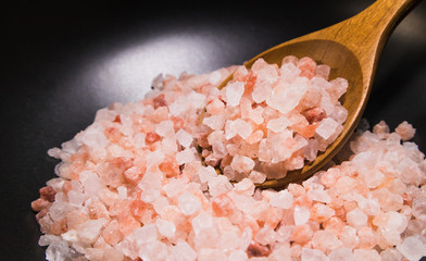 Close up of Pink salt from Bolivian in a bowl