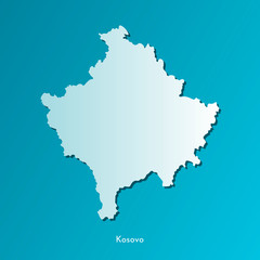 Vector isolated simplified illustration icon with blue silhouette of Kosovo map. Dark blue background