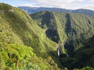 Viewpoint on the Iron Hole - a geological formation in Reunion