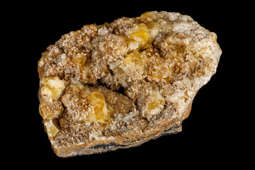 macro mineral fluorite stone on black background