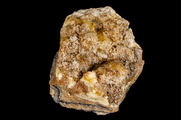 macro mineral fluorite stone on black background