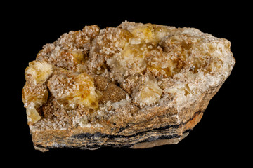 macro mineral fluorite stone on black background