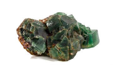 Macro stone Fluorite mineral on white background