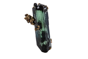 Macro stone Vivianite mineral on white background