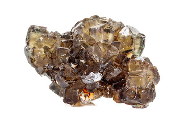 Macro stone mineral Fluorite on a white background
