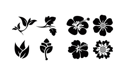 flower and leaf logo set