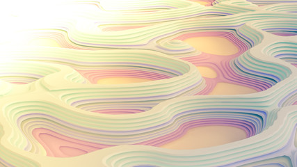 Modern background with lines and relief. 3d illustration, 3d rendering.