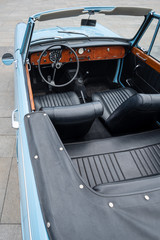 Close up detail of interior an vintage car