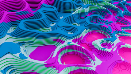 Modern background with lines and relief. 3d illustration, 3d rendering.