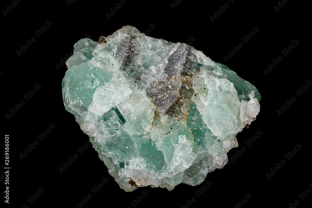 Wall mural macro stone mineral fluorite on a black background