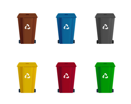 Set of Dumpster or Trash can. Sorting garbage. Recycle waste