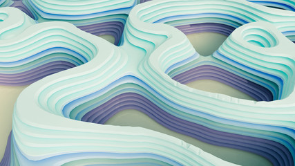 Modern background with lines and relief. 3d illustration, 3d rendering.