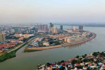Landscape at Phnompenh on sunset nearly Koh Pich island - Cambodia