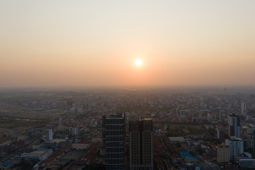 Fototapeta na wymiar Landscape at Phnompenh on sunset nearly Koh Pich island - Cambodia