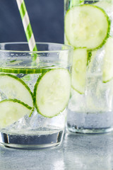 Infused water with cucumber and ice