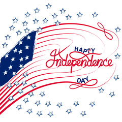 4th of July with USA flag, Independence Day Banner Vector illustration.