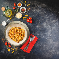 Fusilli pasta Bolognese