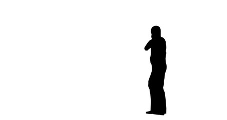 Silhouette of a man stands on a white background - Powered by Adobe