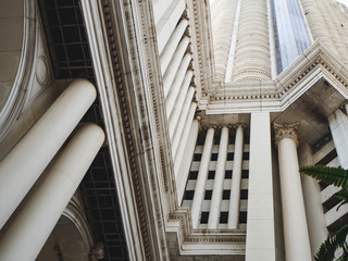 Obraz premium Abstract architecture background concrete,interior with diagonal columns,Bangkok,Bangkok,Thailand