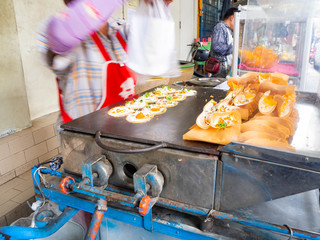Cooking Fresh Thai Street Food,Crispy Pancake.,Bangkok, Thailand