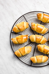 Golden brown and crispy french pastry croissants or rolls