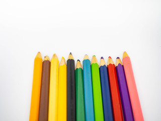 Color pencils isolated on white background,Crayon