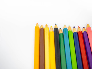 Color pencils isolated on white background,Crayon