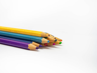 Color pencils isolated on white background,Crayon